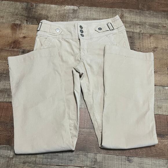 Boom Boom Jeans Women's Beige Stretch Pockets Corduroy Straight Leg Pants Sz 11 - Picture 2 of 6